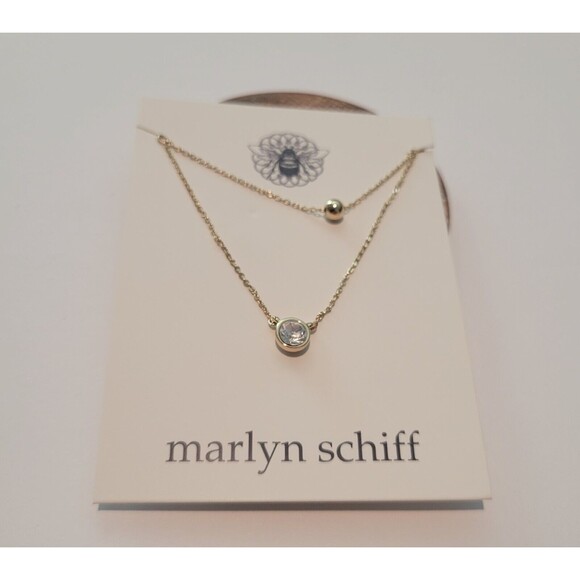 Marlyn Schiff Double Layered Necklace Dainty Gold Tone Minimalist NWT - Picture 1 of 3